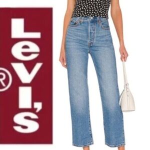 Levi's Ribcage Straight Ankle Medium Wash Denim High Rise Casual Jeans Blue 29